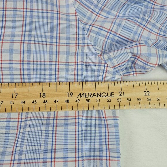 Tommy Hilfiger Shirt Men's Size L 16 34/35 Blue Plaid Wrinkle Free Long Sleeve - Picture 9 of 10